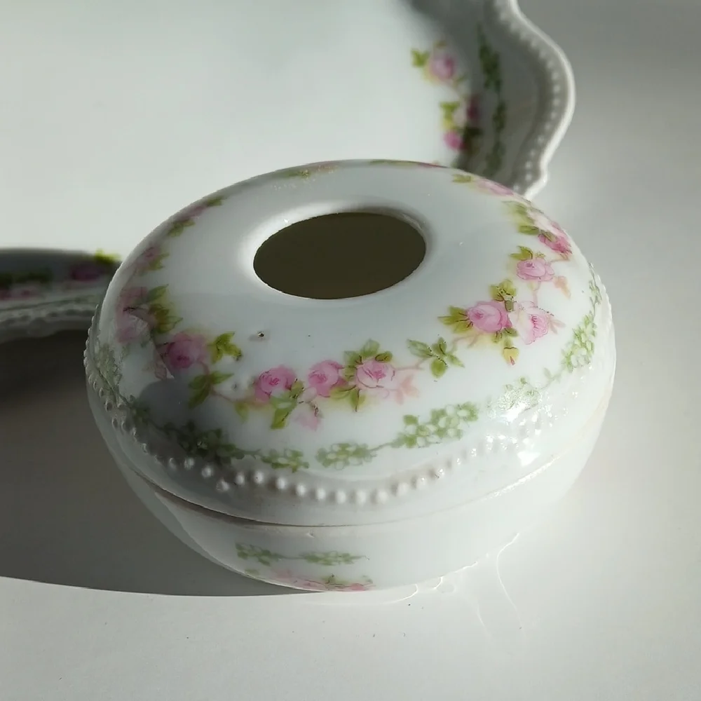 Antique P. K. Silesia Floral Porcelain Vanity Set